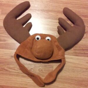 Reindeer Hat Stuffed Adult Size velc(ro CLosure Under Chin Perfect Condition